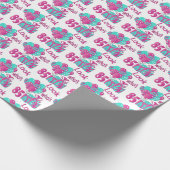 ピンク及びTurquoise3 - 85th誕生日の85はだれであるか見て下さい ラッピングペーパー (角)