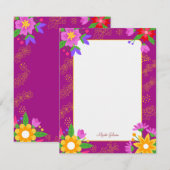 ピンク可愛いフラワーパーソナライズされたフラットノートカード ノートカード (正面/裏面)