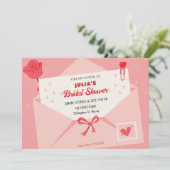 ピンク可愛いラブレターブライダルシャワー 招待状 (スタンド正面)