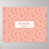 ピンク名前をカスタムするデコール小さな女の子ルーム ポスター (正面)