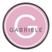 ピンク名前をカスタムする&イニシャルレター アイスホッケーパック (正面)