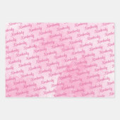 ピンク名前をカスタムする パーソナライズされた ラッピングペーパーシート (正面3)