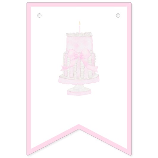 ピンク名門私立校風のお誕生日ケーキ1歳の誕生日トレリス バンティングフラッグ (第1の旗)