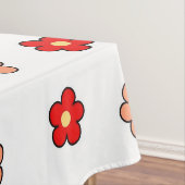 ピンク名門私立校風のがかった赤い花柄の白い背景 テーブルクロス (インサイチュ)