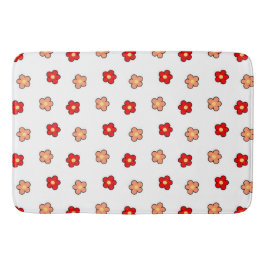 ピンク名門私立校風のがかった赤い花柄の白い背景 バスマット