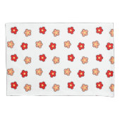 ピンク名門私立校風のがかった赤い花柄の白い背景 枕カバー (正面)