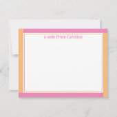 ピンク名門私立校風のとオレンジの縁ど名前をカスタムする ノートカード (正面)