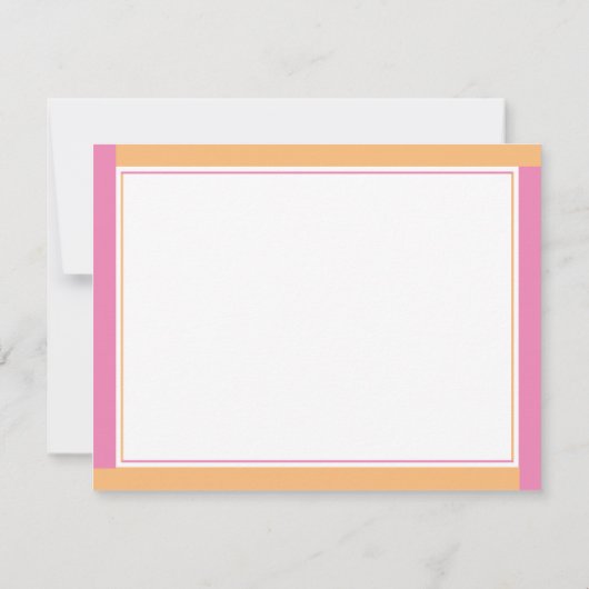 ピンク名門私立校風のとオレンジの縁ど名前をカスタムする ノートカード (裏面)