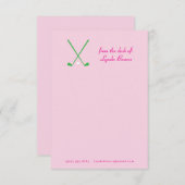 ピンク名門私立校風のとグリーンのゴルフ文房具ノートカード サンキューカード (正面/裏面)