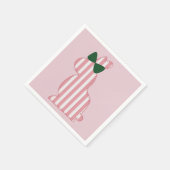 ピンク名門私立校風のとグリーンのストライプのバンニ スタンダードカクテルナプキン (角)