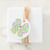 ピンク名門私立校風のとグリーンのストライプの弓 フェイバータグ (インサイチュ)