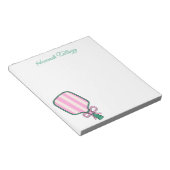 ピンク名門私立校風のとグリーンのピックルパーソナライズされたボール ノートパッド (アングル)