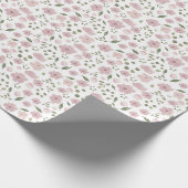 ピンク名門私立校風のとグリーンのフローラギフト ラッピングペーパー (角)