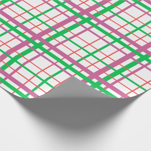 ピンク名門私立校風のとグリーンのプかわいらしライドの包装紙 ラッピングペーパー (角)