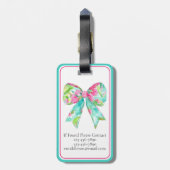 ピンク名門私立校風のとグリーンの弓の旅パーソナライズされた行 ラゲッジタグ (裏面縦)