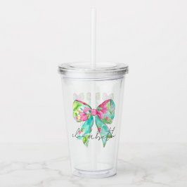 ピンク名門私立校風のとグリーンの弓パーソナライズされた アクリルタンブラー