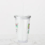 ピンク名門私立校風のとグリーンの弓パーソナライズされた アクリルタンブラー (右)