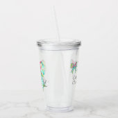 ピンク名門私立校風のとグリーンの弓パーソナライズされた アクリルタンブラー (左)