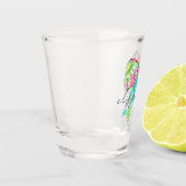 ピンク名門私立校風のとグリーンの弓パーソナライズされた ショットグラス (左)