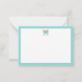 ピンク名門私立校風のとグリーンの弓パーソナライズされた ノートカード (裏面)