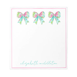 ピンク名門私立校風のとグリーンの弓パーソナライズされた ノートパッド