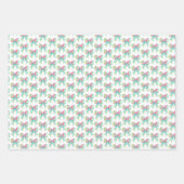 ピンク名門私立校風のとグリーンの弓 ラッピングペーパーシート (正面3)