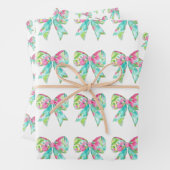 ピンク名門私立校風のとグリーンの弓 ラッピングペーパーシート (インサイチュ)