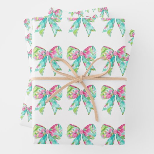 ピンク名門私立校風のとグリーンの弓 ラッピングペーパーシート (インサイチュ)