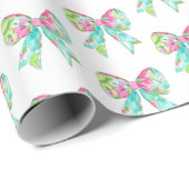 ピンク名門私立校風のとグリーンの弓 ラッピングペーパー (ロールコーナー)