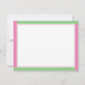 ピンク名門私立校風のとグリーンの縁ど名前をカスタムする ノートカード (裏面)