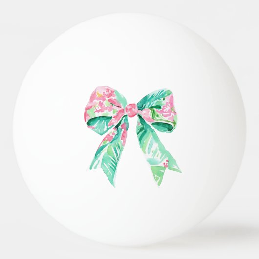 ピンク名門私立校風のとターコイズのフローラボーパーソナライズされた 卓球ボール (裏面)