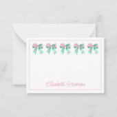 ピンク名門私立校風のとターコイズのフローラ弓 ノートカード (正面)