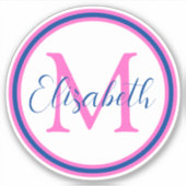 ピンク名門私立校風のとネイビーブルーモノグラム シール (正面)