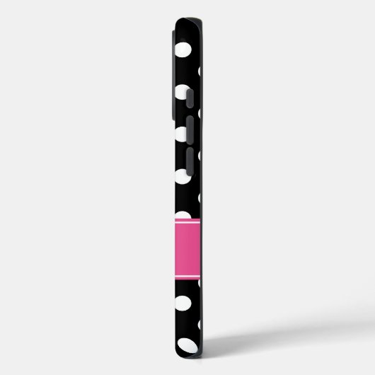 ピンク名門私立校風のとブラックの水玉模様パーソナライズされた Case-Mate iPhoneケース (裏面 / 左)