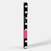 ピンク名門私立校風のとブラックの水玉模様パーソナライズされた Case-Mate iPhoneケース (裏面 / 右)