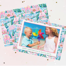 ピンク名門私立校風のとブルーのクリスマスビレッジの写真