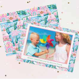 ピンク名門私立校風のとブルーのクリスマスビレッジの写真 シーズンカード