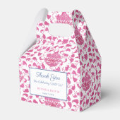 ピンク名門私立校風のと白のチャイノアイズリーのベビーガールシャワー フェイバーボックス (裏面サイド)
