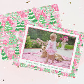 ピンク名門私立校風のと緑のクリスマスツリーの写真 シーズンカード