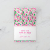 ピンク名門私立校風のと緑のクリスマスツリーパーソナライズされた シーズンカード (内部)