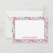 ピンク名門私立校風のと緑のクリスマスツリーパーソナライズされた ノートカード (裏面)