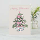 ピンク名門私立校風のと緑のクリスマスツリー シーズンカード (スタンド正面)