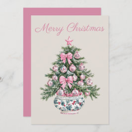 ピンク名門私立校風のと緑のクリスマスツリー シーズンカード