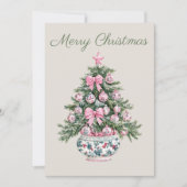 ピンク名門私立校風のと緑のクリスマスツリー シーズンカード (正面)