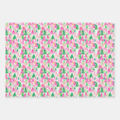 ピンク名門私立校風のと緑のクリスマスツリー ラッピングペーパーシート (正面2)