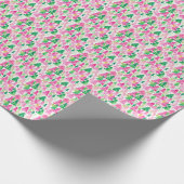 ピンク名門私立校風のと緑のクリスマスツリー ラッピングペーパー (角)