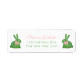 ピンク名門私立校風のと緑のボクウッドバニー差出人住所 ラベル (正面)