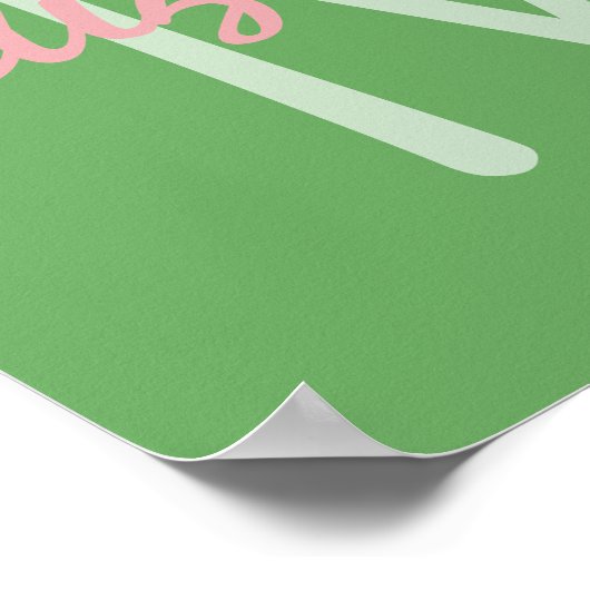 ピンク名門私立校風のと緑のモノグラム ポスター (角)