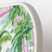 ピンク名門私立校風のと緑のヤシの木モノグラム ピックルボールラケット (左詳細)