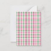 ピンク名門私立校風のと緑の格子模様モノグラム ノートカード (裏面)